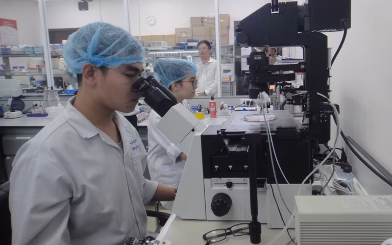 Sinh viên nghiên cứu khoa học tại Trường đại học Quốc Tế thuộc Đại học Quốc gia TP Hồ Chí Minh.