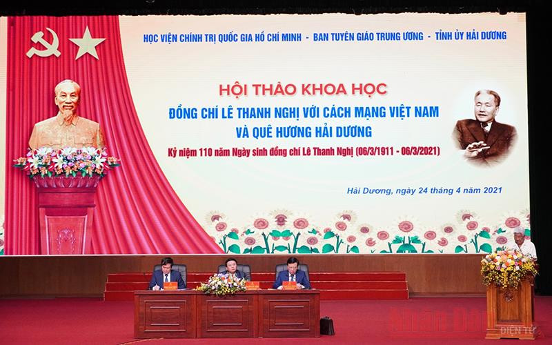 Đồng chí Phạm Thế Duyệt tham luận tại hội thảo. Hội thảo khoa học “Đồng chí Lê Thanh Nghị với cách mạng Việt Nam và quê hương Hải Dương” -0