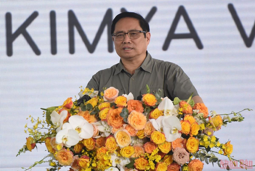 Thủ tướng Phạm Minh Chính phát biểu tại lễ khánh thành Nhà máy Hayat Kimya của Công ty TNHH Hayat Việt Nam. Thủ tướng Phạm Minh Chính thăm, làm việc tại Bình Phước -0