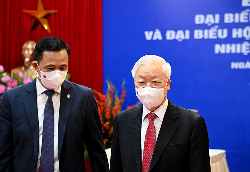 Tổng Bí thư Nguyễn Phú Trọng đến khu vực bỏ phiếu số 4, phường Nguyễn Du, quận Hai Bà Trưng (Hà Nội) để bỏ phiếu bầu đại biểu Quốc hội khóa XV và đại biểu HĐND các cấp nhiệm kỳ 2021- 2026. Ảnh: ĐĂNG KHOA Tổng Bí thư Nguyễn Phú Trọng bỏ phiếu tại quận Hai Bà Trưng, TP Hà Nội -0