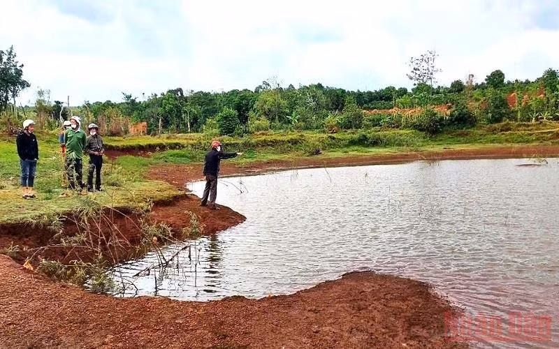 Hồ nước Ea Dhung Tiêng ở buôn Ea Dho, xã Cư Pơng, huyện Krông Búk, nơi xảy ra vụ đuối nước thương tâm khiến 3 cháu nhỏ ở địa phương tử vong vào cuối tháng 3/2022.