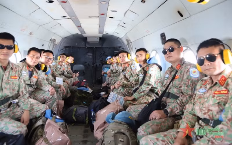 Đoàn Tiền trạm trên hành trình di chuyển tới Phái bộ UNISFA. (Ảnh: qdnd.vn)