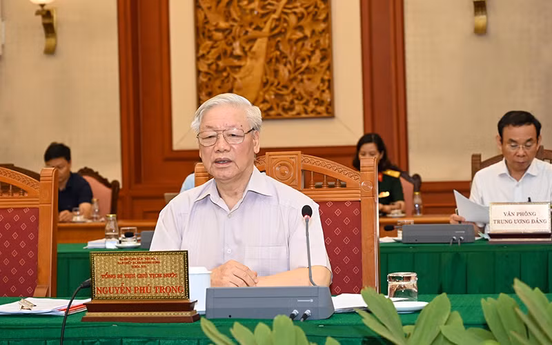 Tổng Bí thư, Chủ tịch nước Nguyễn Phú Trọng chủ trì buổi làm việc.