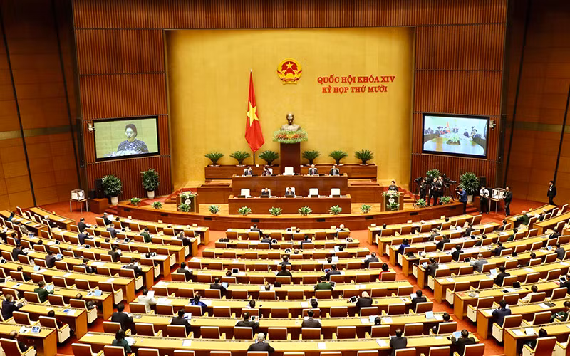 Quang cảnh Phòng họp Diên Hồng tại phiên khai mạc Kỳ họp thứ 10, Quốc hội khóa XIV. Ảnh: QUANG HOÀNG