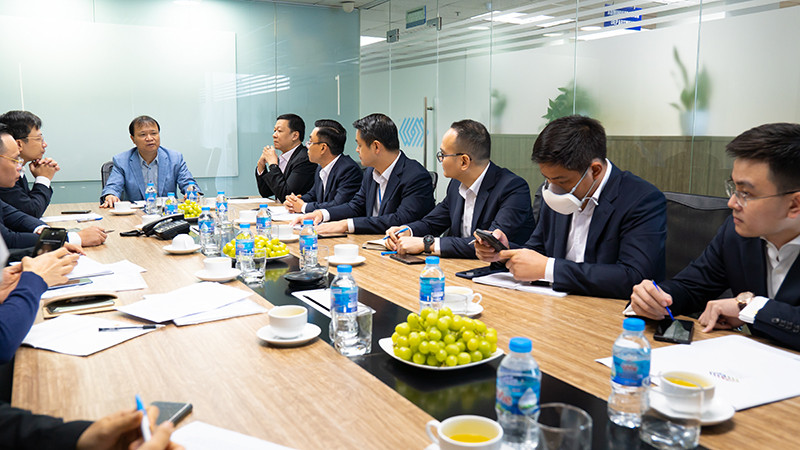 Quang cảnh buổi làm việc. Đoàn công tác của Bộ Công thương thăm và làm việc tại Sở Giao dịch hàng hóa Việt Nam -0
