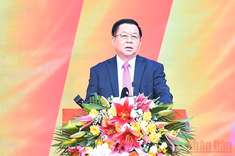 Trưởng Ban Tuyên giáo Trung ương Nguyễn Trọng Nghĩa phát biểu tại Lễ khai mạc Hội Báo toàn quốc năm 2022. (Ảnh: THỦY NGUYÊN)