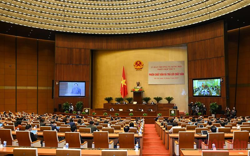 Quang cảnh phiên chất vấn và trả lời chất vấn tại Phiên họp thứ 9 Ủy ban Thường vụ Quốc hội. (Ảnh: Duy Linh) Lan tỏa tinh thần đổi mới, sáng tạo trong hoạt động giám sát của Quốc hội -0