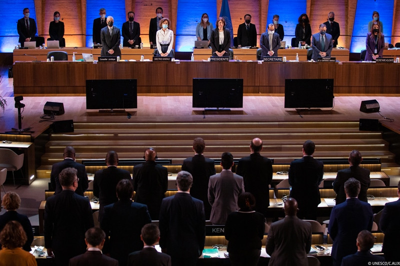 Quang cảnh phiên họp bất thường Hội đồng chấp hành UNESCO tại Paris, ngày 15-16/3/2022. (Ảnh: UNESCO/TTXVN) Việt Nam kêu gọi đối thoại giữa các bên về tình hình Ukraine và phát huy giá trị nhân văn -0