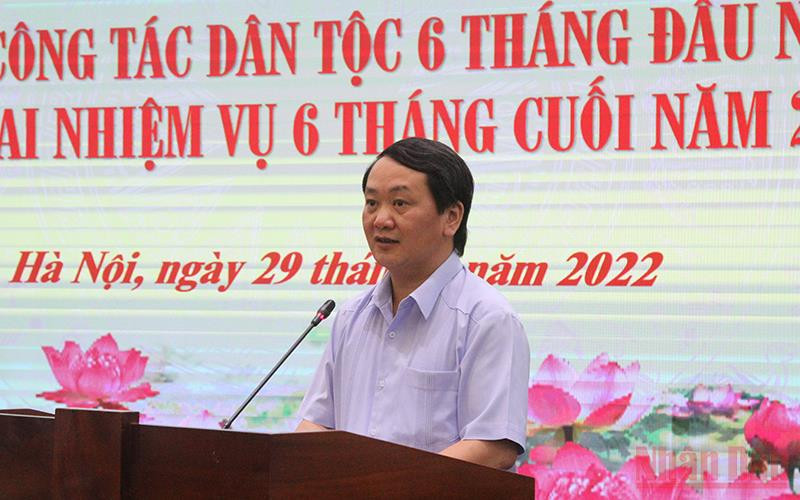 Bộ trưởng, Chủ nhiệm Ủy ban Dân tộc Hầu A Lềnh phát biểu tại hội nghị. Tăng tốc, tập trung cao độ cho Chương trình Mục tiêu quốc gia -0