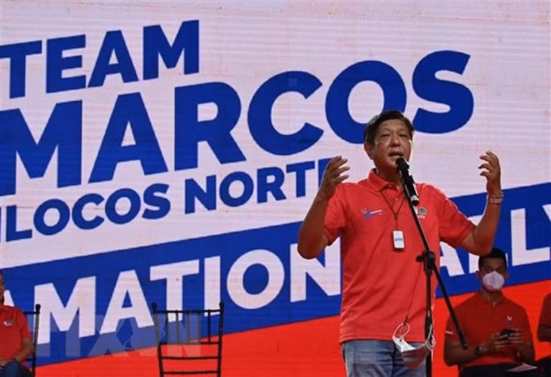 Ứng cử viên Ferdinand Marcos Jr phát biểu trong cuộc vận động tranh cử ở Laoag, Philippines, ngày 25/3/2022. (Ảnh: AFP/TTXVN)