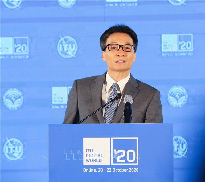 Phó Thủ tướng Vũ Đức Đam phát biểu trong phiên khai mạc ITU Digital World 2020. Ảnh: TTXVN. Khai mạc ITU Digital World 2020: Toàn cầu cùng xây dựng thế giới số -0