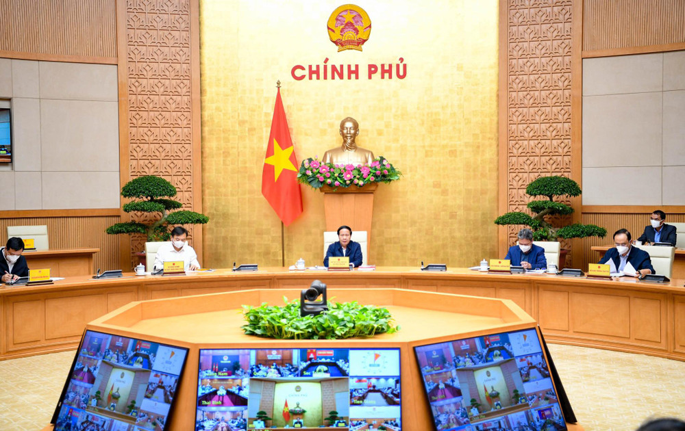 Ban Chỉ đạo quốc gia về phòng, chống thiên tai tổ chức cuộc họp trực tuyến kết nối với 28 tỉnh thành phố chiều 17/12. Ảnh: Tổng cục Phòng, chống thiên tai 