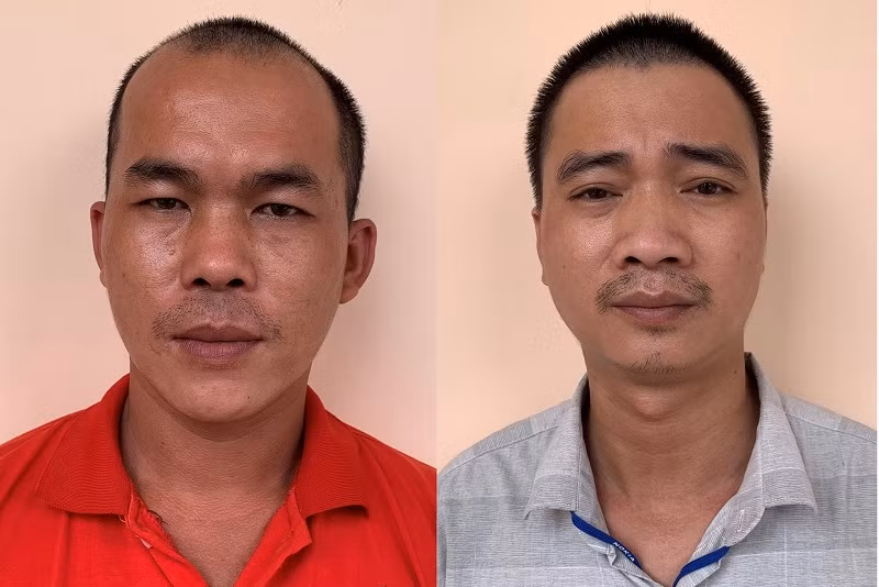 Đối tượng Nguyễn Văn Tý (bên trái) và đối tượng Huỳnh Ngọc Quỳnh (bên phải).