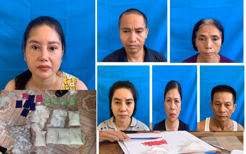 Các đối tượng liên quan và ma túy tang vật vụ án.