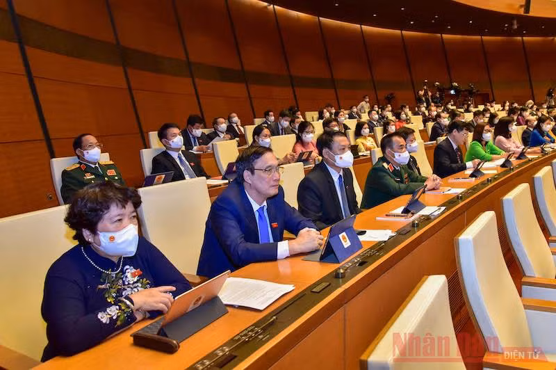 Các đại biểu Quốc hội tại phiên khai mạc Kỳ họp thứ nhất, Quốc hội khoá XV. Ảnh: DUY LINH 