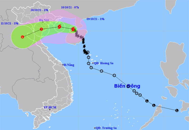 Vị trí và hướng di chuyển của bão số 7. (Nguồn: nchmf.gov.vn)