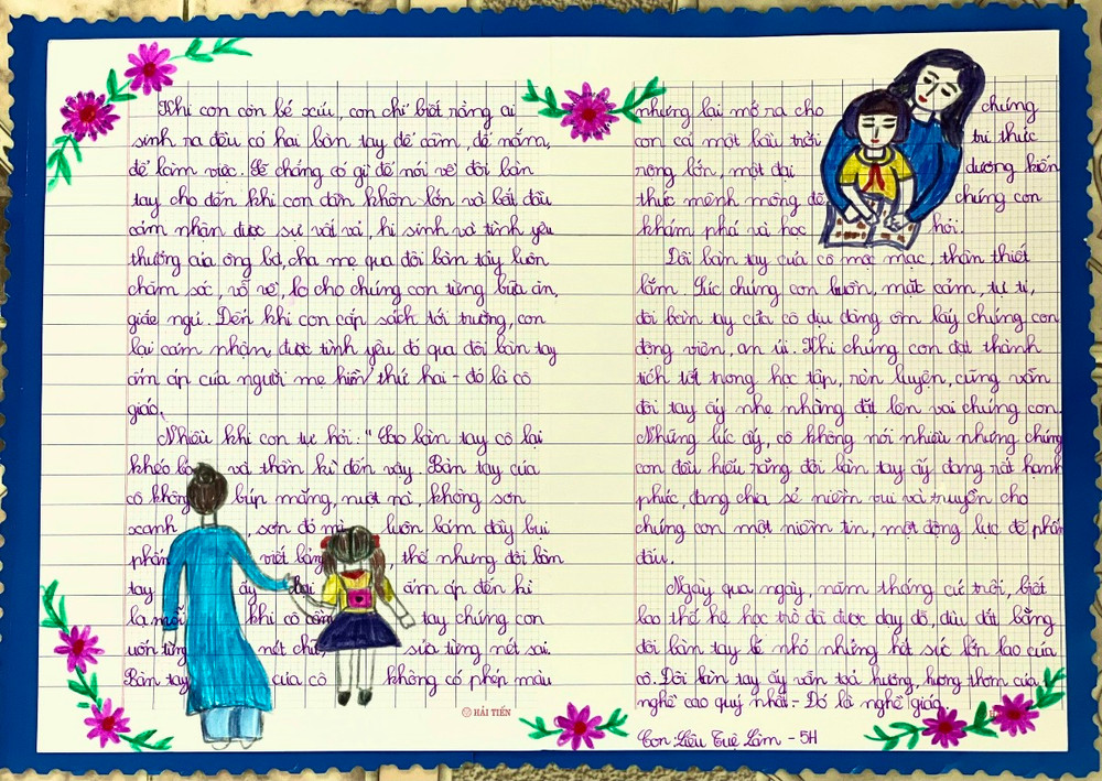 Liêu Tuệ Lâm (lớp 5H), giải Nhất. Lá thư học trò gửi tới “người đưa đò” -0