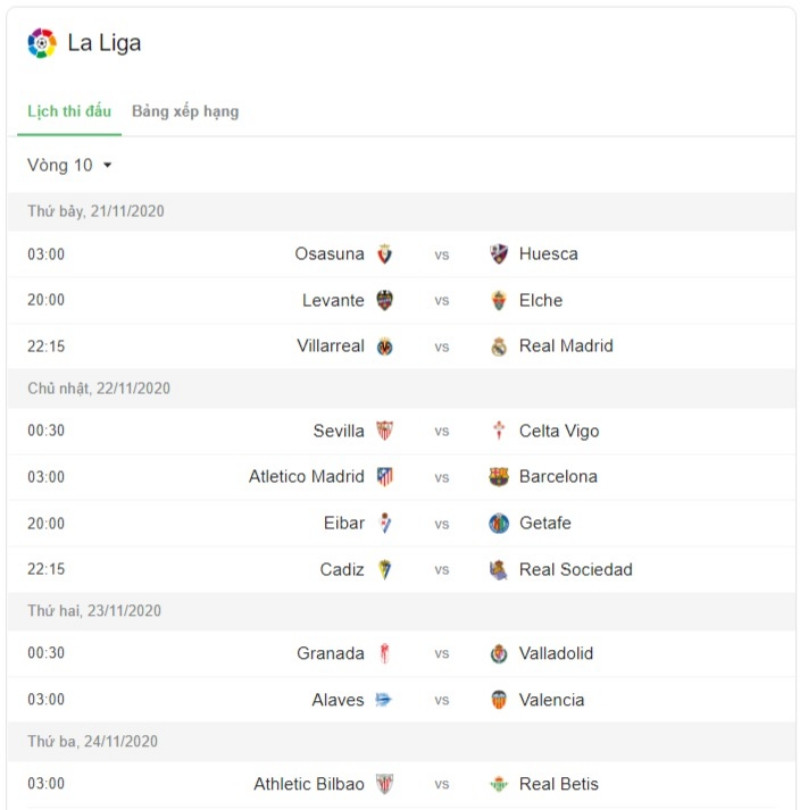 Lịch thi đấu vòng 10 La Liga. lich_laliga-1605917459550.jpg