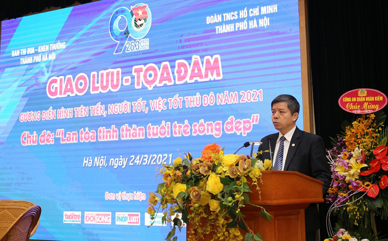 Đồng chí Đinh Việt Thắng, Phó Trưởng Ban Thi đua - Khen thưởng TP Hà Nội phát biểu tại buổi Tọa đàm. Lan tỏa tinh thần tuổi trẻ sống đẹp -0