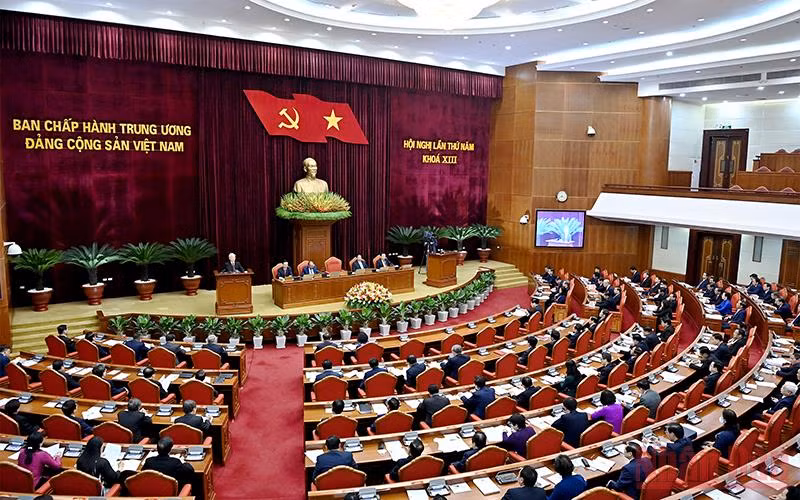 Hội nghị lần thứ 5 Ban Chấp hành Trung ương Ðảng Cộng sản Việt Nam khóa XIII, tháng 5/2022. (Ảnh: Ðăng Khoa)