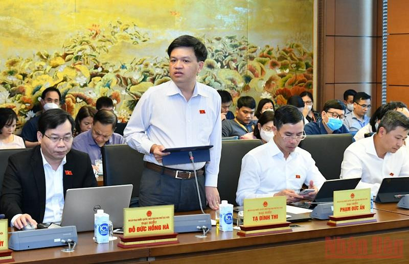 Đại biểu Tạ Đình Thi (Hà Nội) phát biểu thảo luận tổ. (Ảnh: LINH NGUYÊN) Quy định rõ điều kiện bảo đảm cho hoạt động của Ban Thanh tra nhân dân -0
