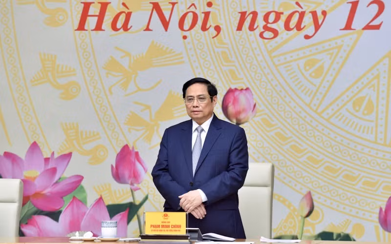 Thủ tướng Phạm Minh Chính phát biểu ý kiến tại buổi gặp mặt.