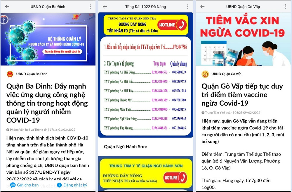 Người dân tìm và quan tâm trang Zalo tại nơi mình sinh sống để nhận thông tin hàng ngày. Ứng dụng mã QR trong chăm sóc F0 tại nhà -0