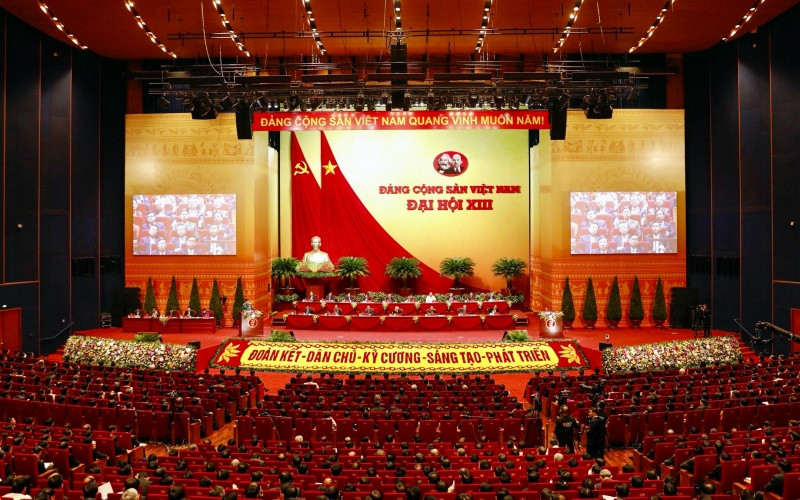 Sáng 27-1, Đại hội đại biểu toàn quốc lần thứ XIII Đảng Cộng sản Việt Nam làm việc tại hội trường, thảo luận các văn kiện Đại hội. IMG_2570-1611736304784.jpg