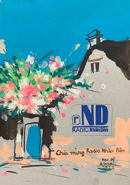 Hình ảnh lời chúc của họa sĩ Nguyễn Quốc Thắng. Những lời chúc đẹp dành cho chương trình Radio Nhân Dân -0