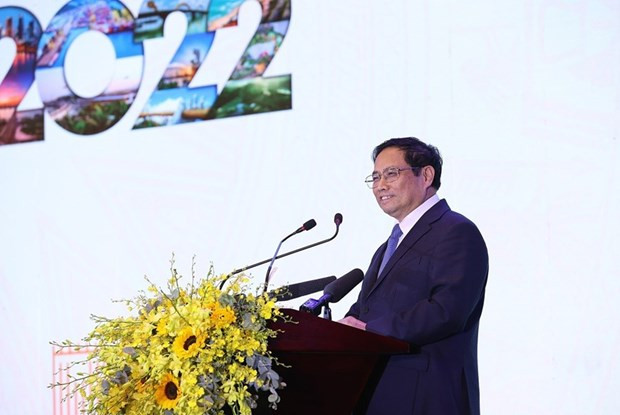 Thủ tướng Phạm Minh Chính phát biểu tại Diễn đàn. (Ảnh: TTXVN) Khai mạc Diễn đàn đầu tư Đà Nẵng 2022: Cú huých mới cho Đà Nẵng cất cánh -0