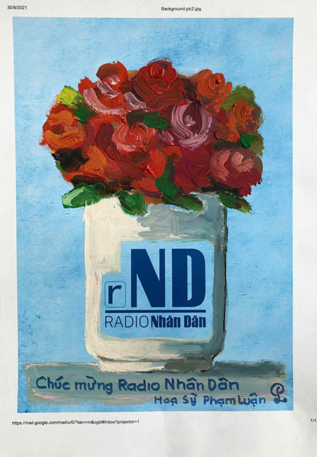 Hình ảnh lời chúc của họa sĩ Phạm Luận. Những lời chúc đẹp dành cho chương trình Radio Nhân Dân -0