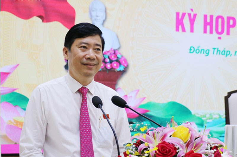 Chủ tịch UBND tỉnh Đồng Tháp Phạm Thiện Nghĩa phát biểu nhận nhiệm vụ. Đồng chí Phạm Thiện Nghĩa được bầu Chủ tịch UBND tỉnh Đồng Tháp -0