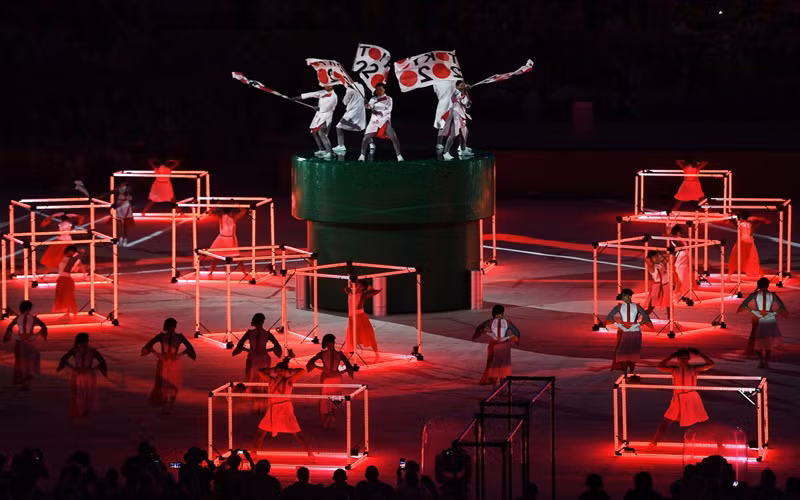 Màn biểu diễn tại lễ nhận cờ đăng cai Olympic 2020 của Nhật Bản. (Ảnh: Getty Images)