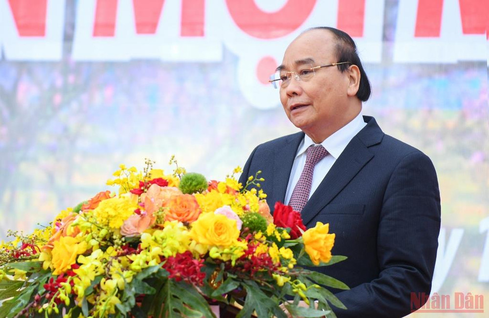 Chủ tịch nước Nguyễn Xuân Phúc phát biểu tại buổi lễ. (Ảnh: THÀNH ĐẠT) Lan tỏa những vẻ đẹp đặc sắc của văn hóa các dân tộc trong cuộc sống -0