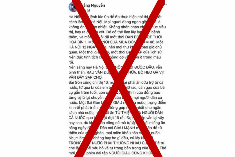 Bài viết trên fabook “Hằng Nguyễn” gây bức xúc trong dư luận xã hội.