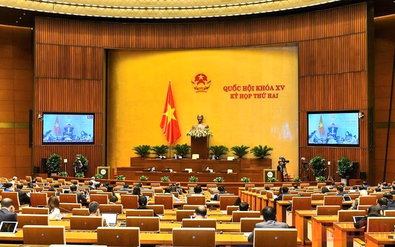 Quang cảnh phiên thảo luận của Quốc hội về dự án Luật Thi đua, khen thưởng (sửa đổi) ngày 28/10. (Ảnh: LINH NGUYÊN)