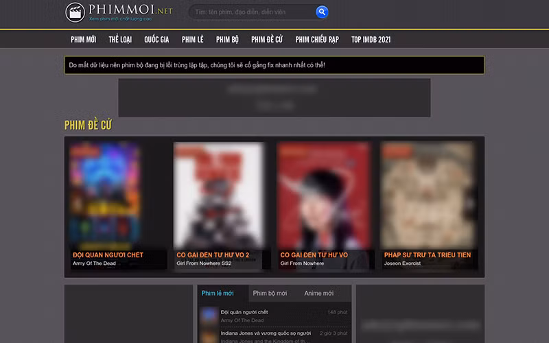 Trang web phimmoi.net trước khi bị xóa bỏ.