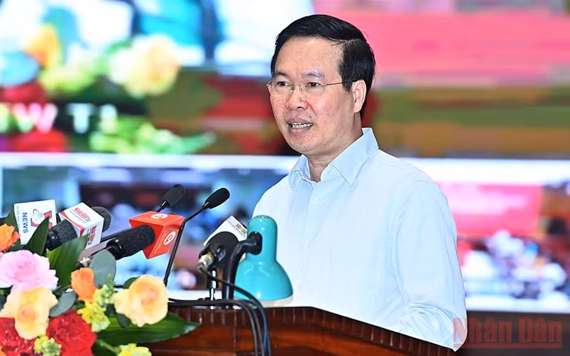 Đồng chí Võ Văn Thưởng phát biểu chỉ đạo hội nghị. (Ảnh: ĐĂNG KHOA)