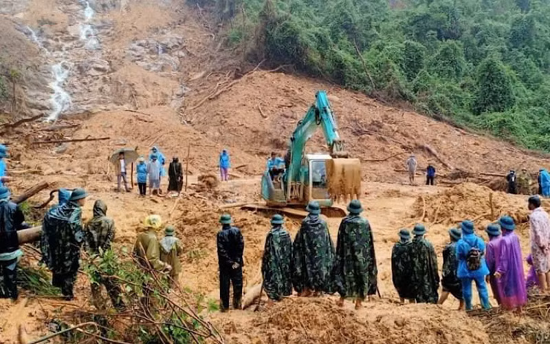 Hiện trường vụ sạt lở đất tại trạm bảo vệ rừng Thác Voi