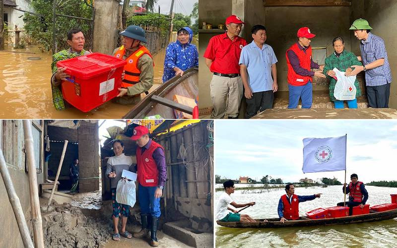 Đoàn công tác Chữ thập đỏ Việt Nam tới thăm, tặng quà người dân xã Sơn Thủy, huyện Lệ Thủy, tỉnh Quảng Bình, Quảng Trị, ngày 21 và 22-10. Cứu trợ cần an toàn, đúng đối tượng, đúng nhu cầu -0