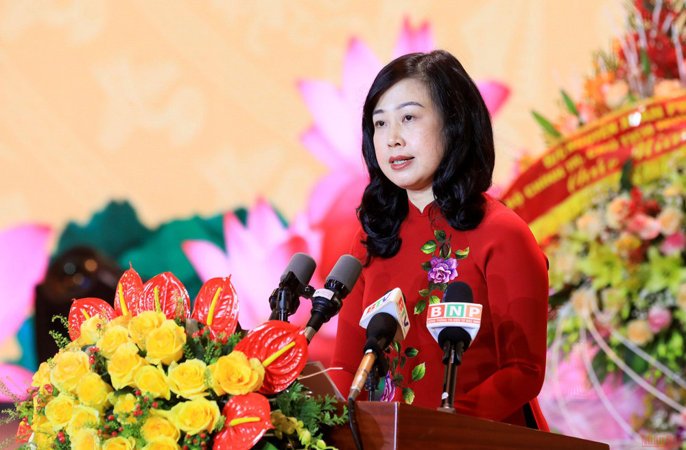 Bí thư Tỉnh ủy Bắc Ninh Đào Hồng Lan phát biểu tại Lễ kỷ niệm. Xây dựng Bắc Ninh trở thành phố có nền công nghiệp hiện đại, công nghệ cao -0