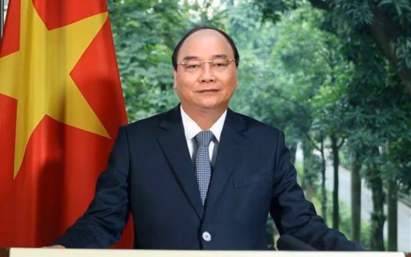 Thủ tướng Nguyễn Xuân Phúc gửi thông điệp đến Lễ kỷ niệm 60 năm thành lập OECD. (Ảnh: TTXVN)