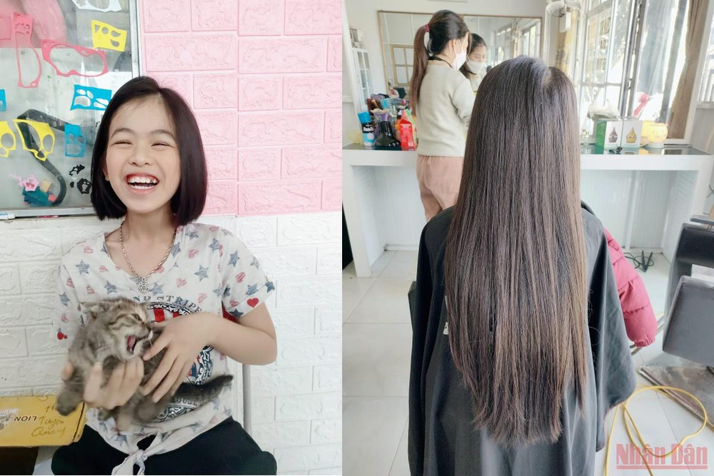 Một mái tóc cho đi/ Nhiều nụ cười trở lại... Tết Thiếu nhi: Hy vọng thắp lên từ những lọn tóc buộc chun vàng -0