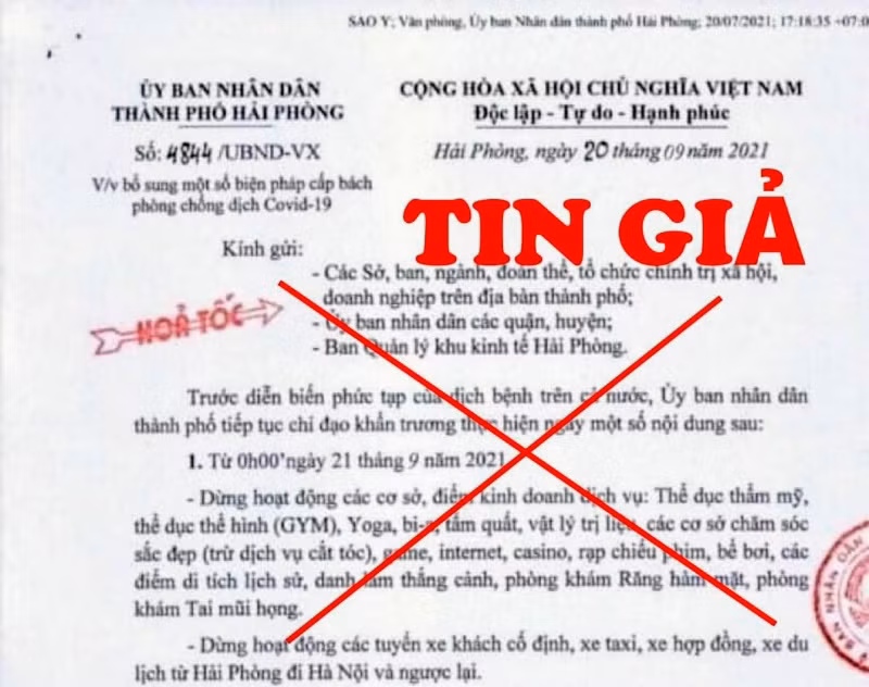 Hình ảnh văn bản giả mạo lan truyền trên mạng xã hội.