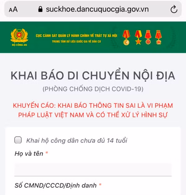 Bộ Công an ra mắt hệ thống kê khai Covid -0