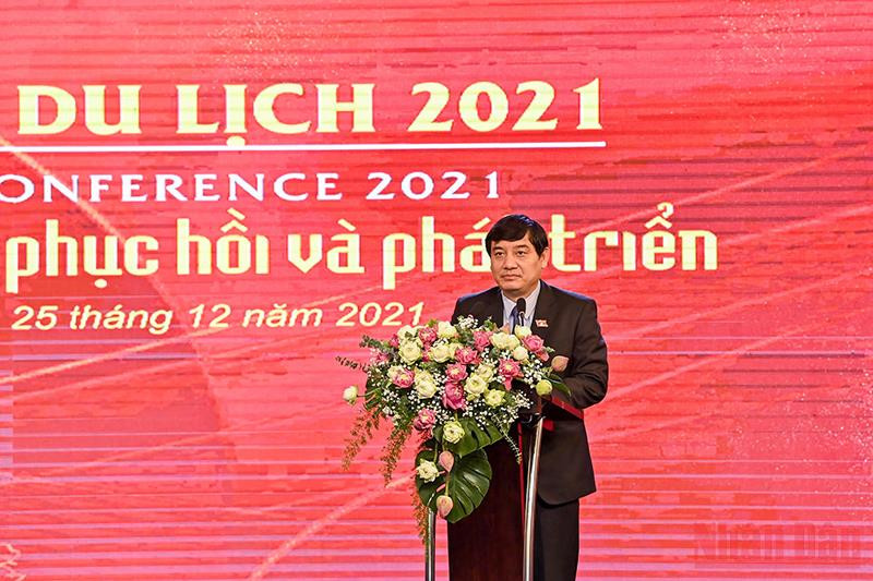 Chủ nhiệm Chủ nhiệm Ủy ban Văn hóa, Giáo dục của Quốc hội Nguyễn Đắc Vĩnh phát biểu khai mạc hội thảo. (Ảnh: Duy Linh) Khai mạc Hội thảo “Du lịch Việt Nam - phục hồi và phát triển” -0