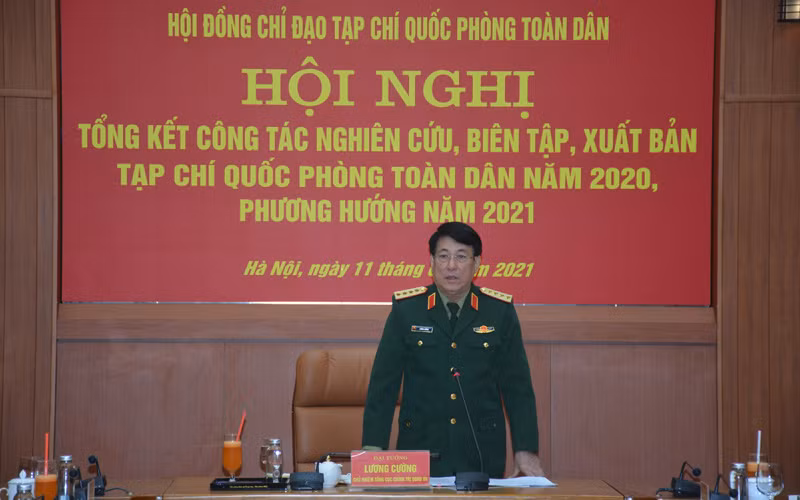 Đại tướng Lương Cường phát biểu ý kiến tại hội nghị. 