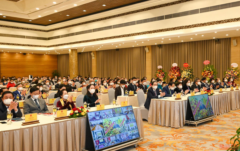 Phó Chủ tịch Thường trực Quốc hội Trần Thanh Mẫn, Phó Chủ tịch nước Võ Thị Ánh Xuân cùng các đồng chí lãnh đạo Đảng, Nhà nước dự Đại hội. Khai mạc Đại hội VI Người cao tuổi Việt Nam -0