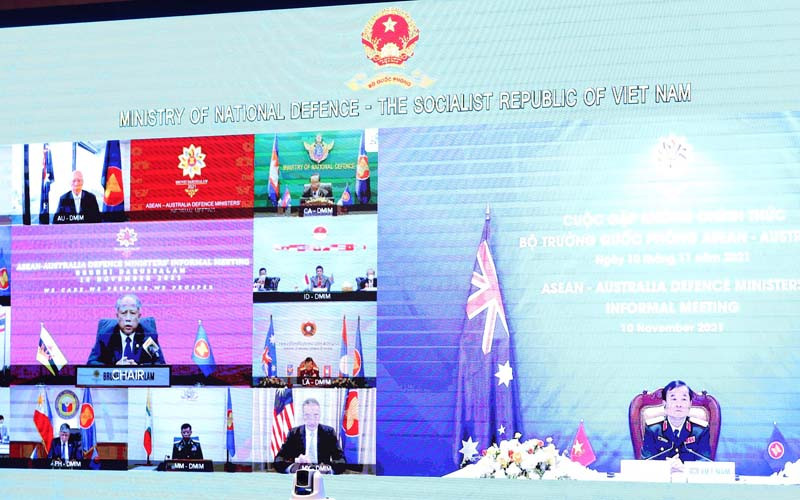 Cuộc gặp diễn ra theo hình thức trực tuyến. (Ảnh: Trọng Đức) Thúc đẩy hợp tác quốc phòng ASEAN - Australia -0