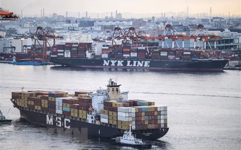 Tàu chở hàng cập cảng tại Tokyo, Nhật Bản, ngày 4/11. (Ảnh: AFP/TTXVN).